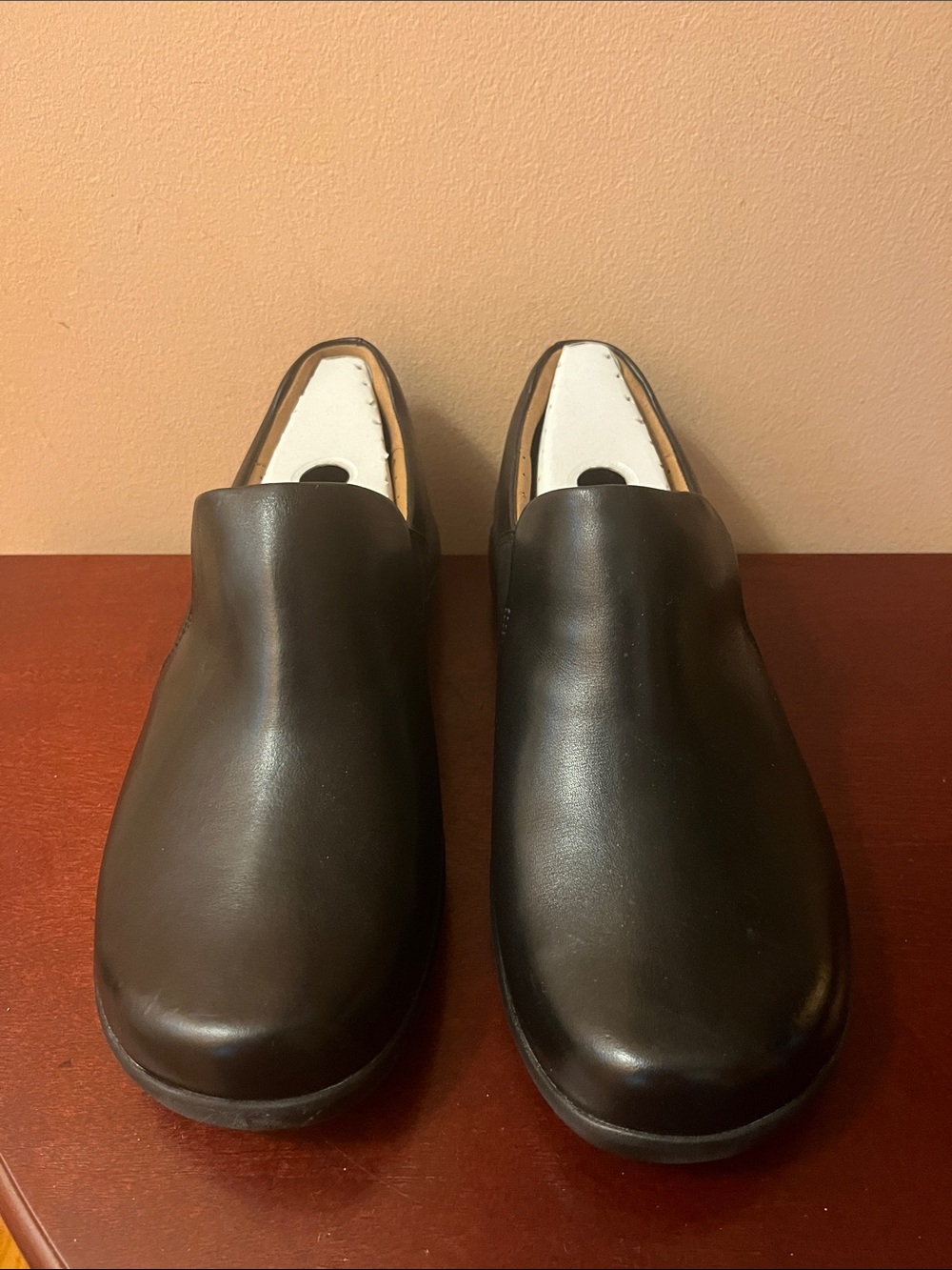 Women's Black Leather Slip-On Loafers